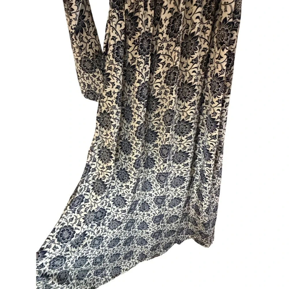 Anthropologie RAGA NWT Maxi Dress Cream Navy Floral Long Sleeve Boho XS